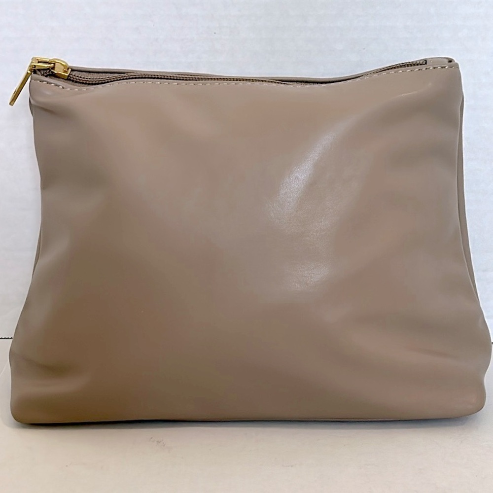 Melie Bianco Zip Top Tan Pouch Clutch NWOT - Picture 5 of 16